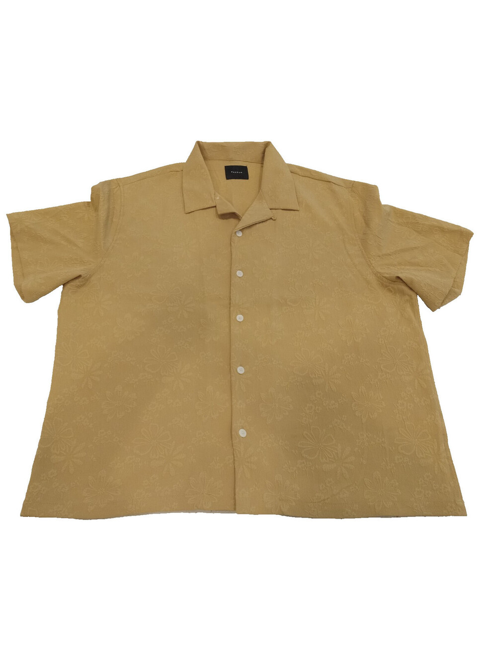 PacSun Tan Bloom Oversized Camp Shirt Mens Large Textured Floral Jacquard Retro